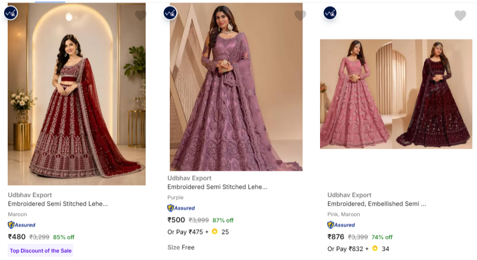 Udbhav Export Women's Lehenga Cholis at minimum 69% Discount