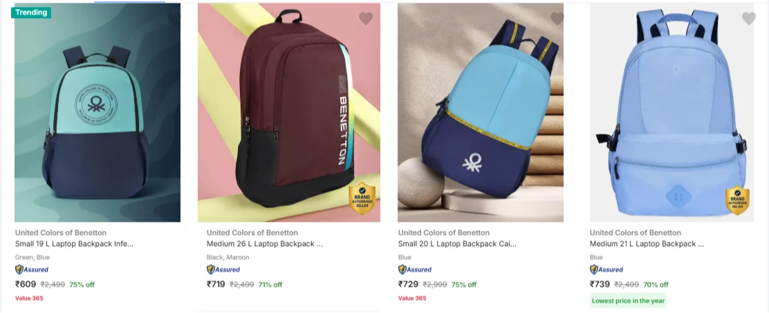 United Colors Of Benetton Laptop Bags upto 75% Discount