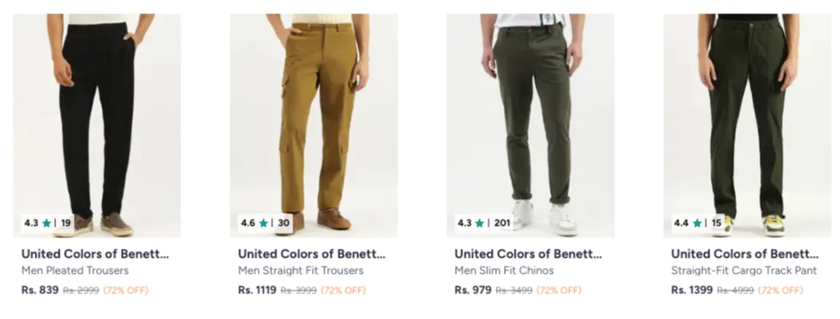 United Colors Of Benetton Trousers at minimum 72% Discount
