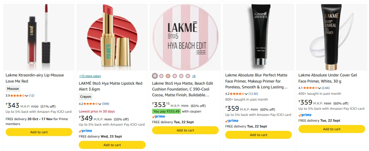 Upto 65% Off On Lakme Beauty Products