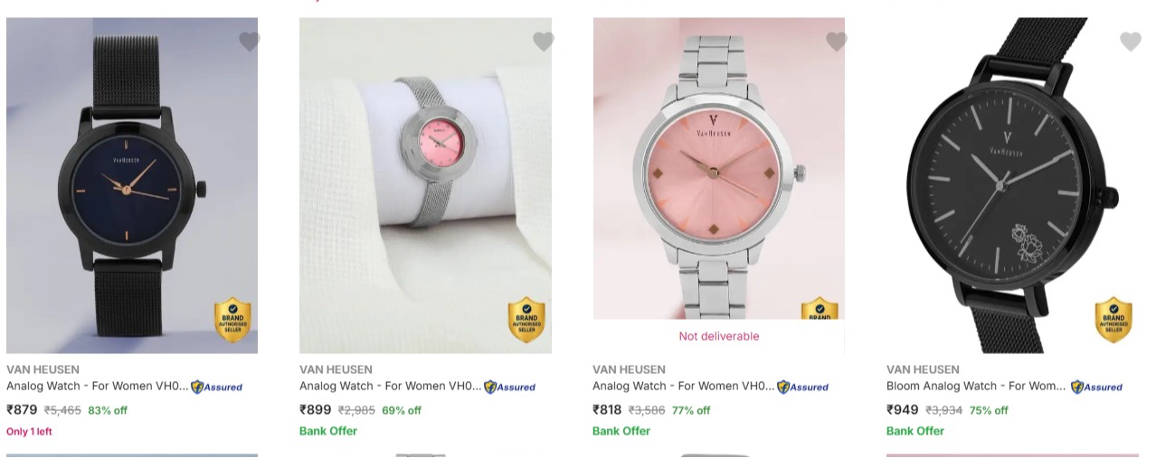 VAN HEUSEN Wrist Watches at Upto 83% Discount