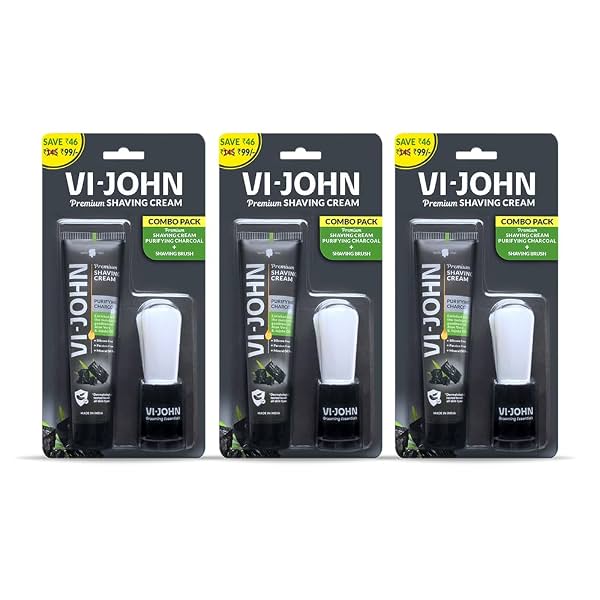 VI-JOHN Charcoal Shaving Cream with Brush 70g (PO3)