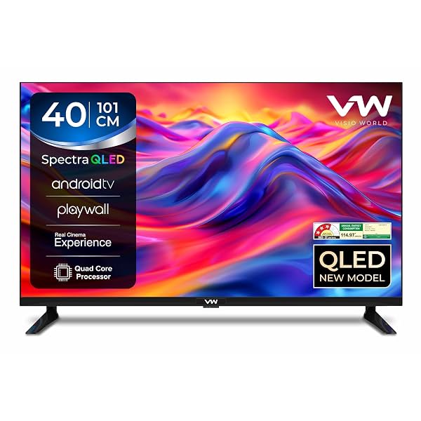 VW 101 cm (40 inches) Spectra Series Full HD Smart QLED Android TV