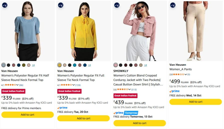 Van Heusen Women's Clothing at minimum 80% Discount