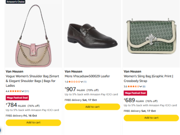 Van Heusen at minimum 70% Discount