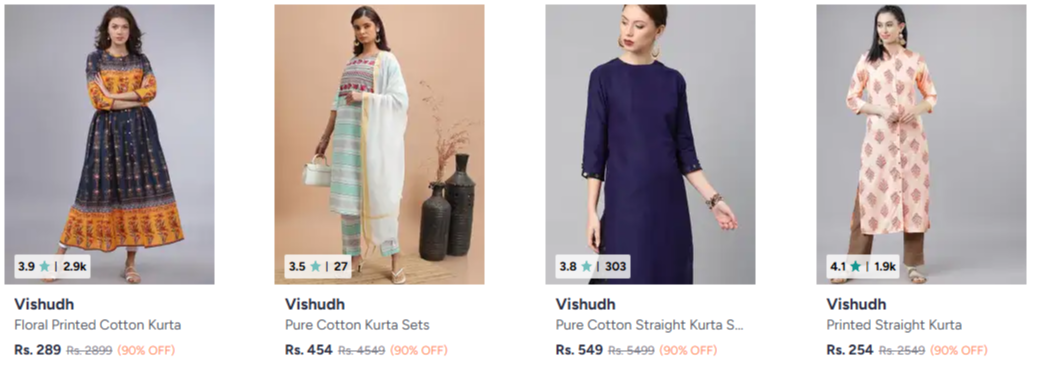 Vishudh Flat 90% Discount on kurta