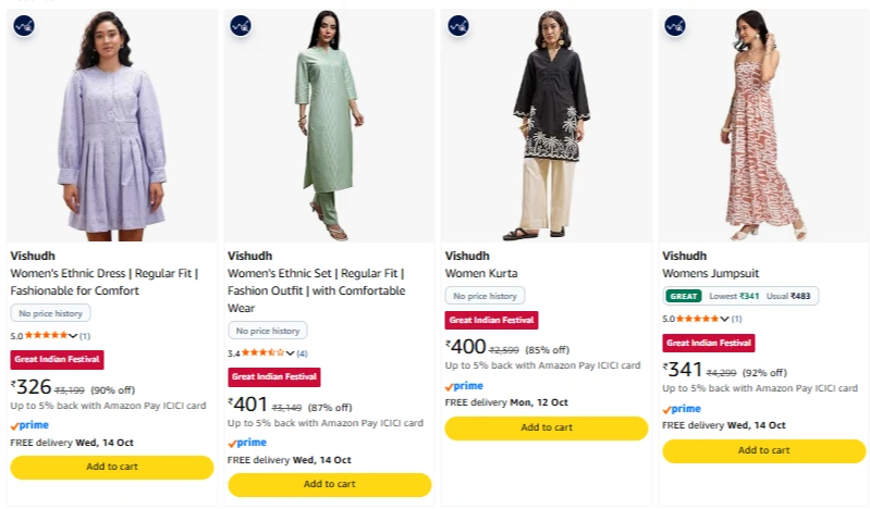 Vishudh women's Dress upto 92% Discount