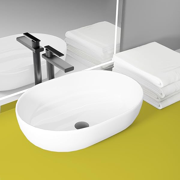 WASSMIST Ceramic Wash Basin/Basin for Bathroom | Table Top | 31D x 40.5W x 12H (CM)