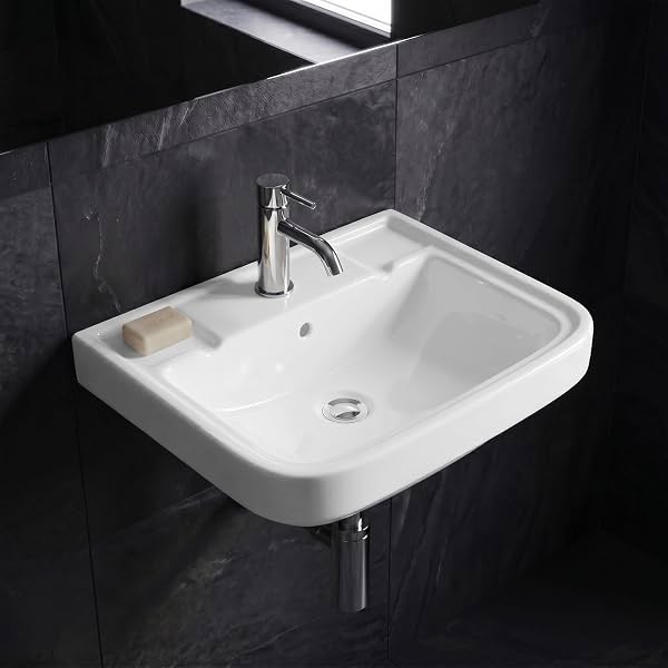 WASSMIST Wall Hung Wash Basin for Bathroom with 10 Year Glaze Warranty