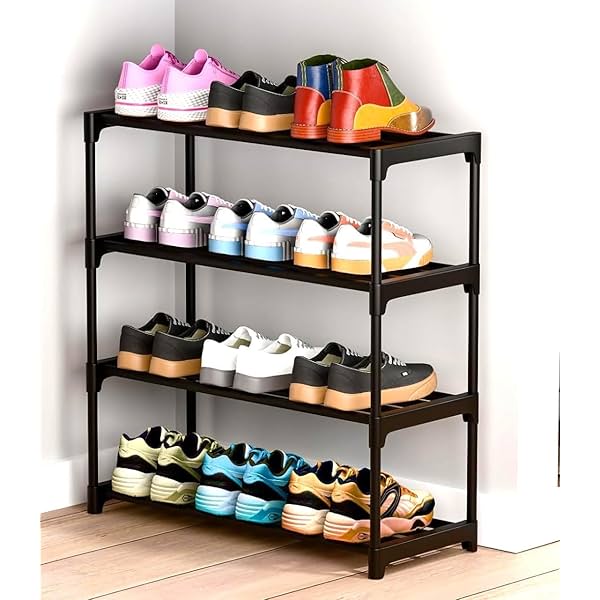 WONDWILD Shoe Rack 4 Tier Shoe Rack With Shelf