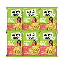 WickedGud Masala Noodles (69g x 6) - Whole Wheat, Zero Maida, No Palm Oil