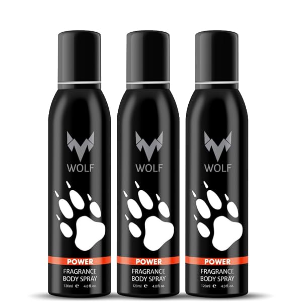 Wolf Power Pack of 3 - No Gas Perfumed Bodyspray for Men- 120 ml*3