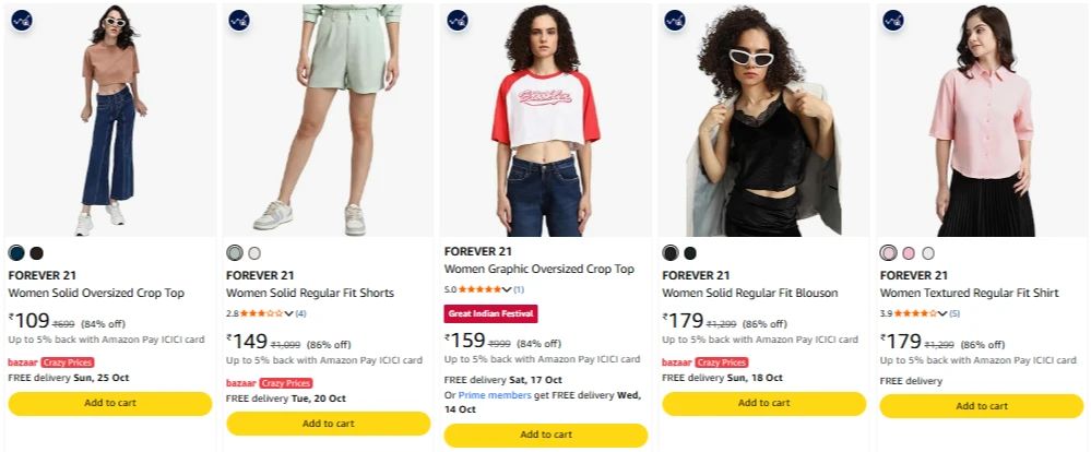 Women's Clothing Starting From @ ₹109