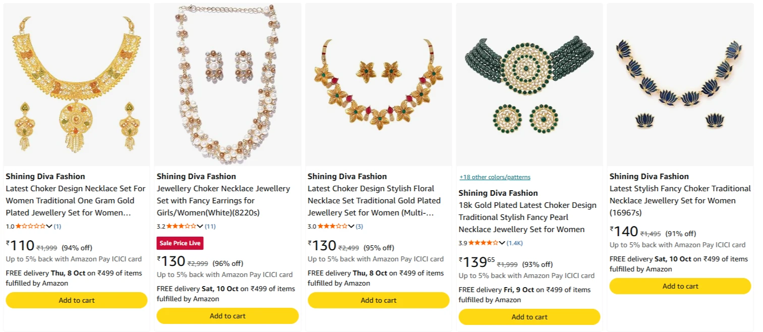 Women's JEWELLERY upto 96% Discount