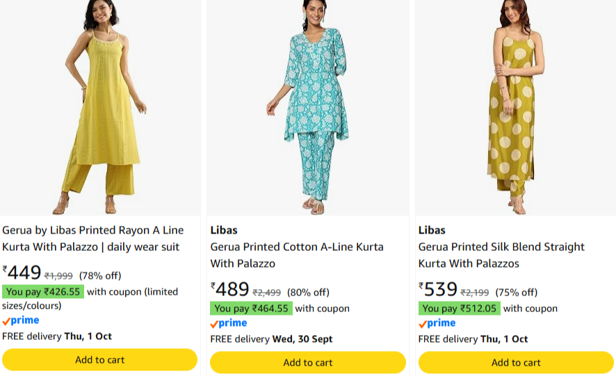 Women's Kurta Upto 80% Discount +coupon