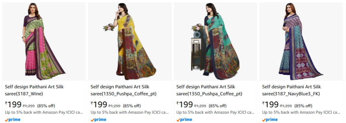 Women's Silk Sarees Starting at ₹199