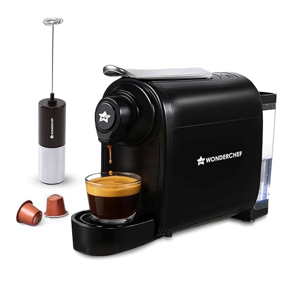 Wonderchef Regalia Capsule Coffee Machine with Frother | Perfect espresso shots for Cappuccino, Latte and Americano |