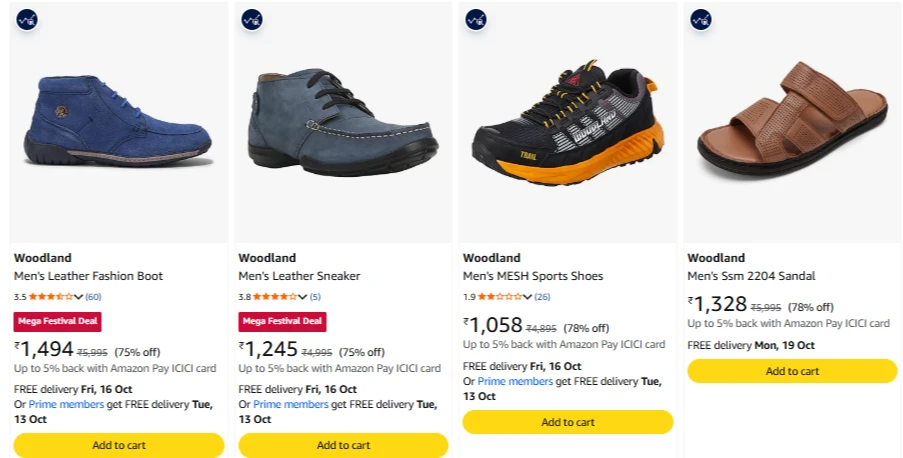 Woodland Footwear at minimum 75% Discount