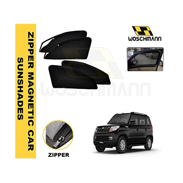 Woschmann - Black Car Zipper Magnetic Sunshade/Curtains for - TUV 300 (Set of 4)