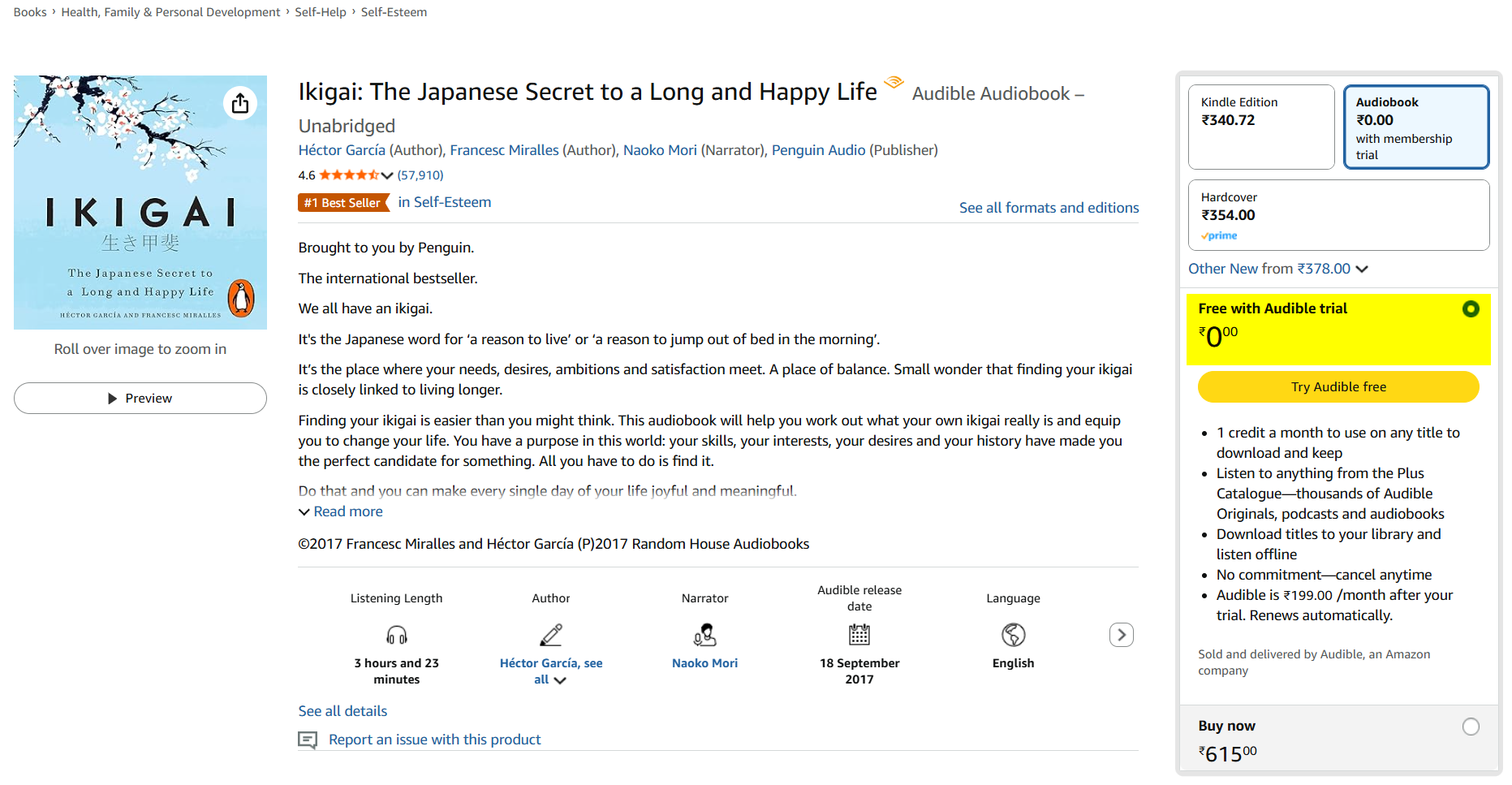 🔖 Ikigai: The Japanese Secret to a Long and Happy Life - Audiobook🔖 Ikigai: The Japanese Secret to a Long and Happy Life - Audiobook