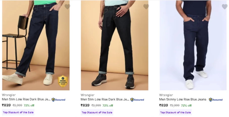 Wrangler Mens Jeans Upto 75% Off