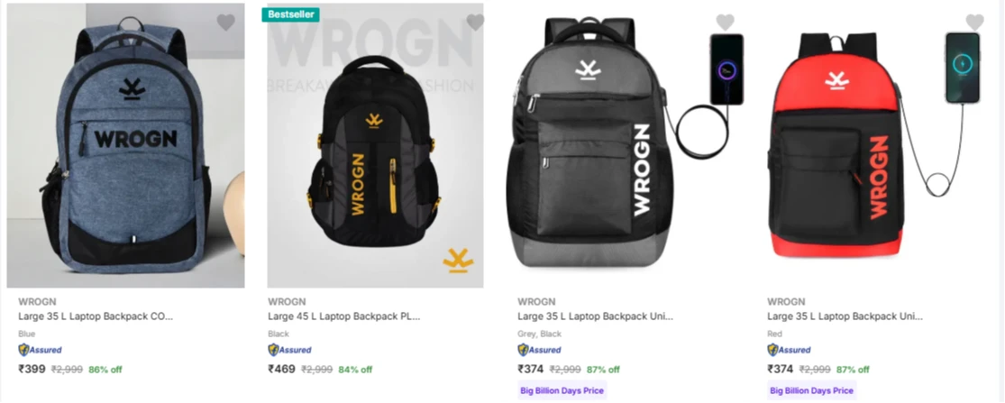 Wrogn Laptop Bags upto 87% Discount