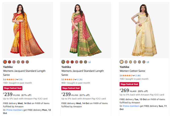 Yashika Loot Deals at minimum 77% Discount