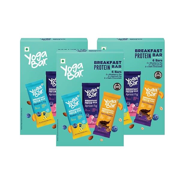 Yogabar Breakfast Protein Bars, 18 Assorted Bars | High Protein All in One | No Preservatives - No Artificial Flavours |