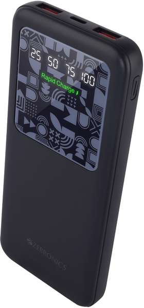 ZEBRONICS 10000 mAh 22.5W Slim Power Bank - Black