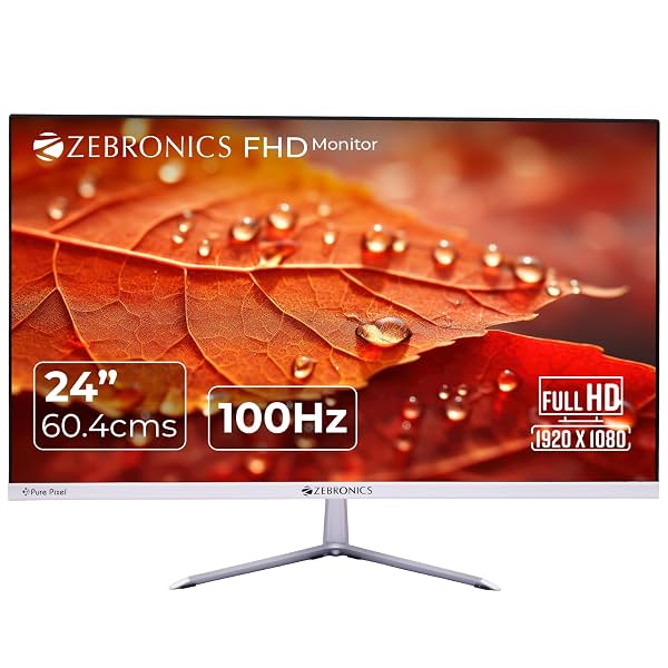 ZEBRONICS EA124 LED Monitor, 24 inch (60.4cm), 250 nits, 100Hz, FHD, 1920x1080, HDMI