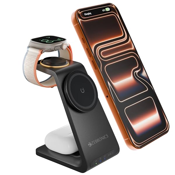 Zebronics Magboost 200, 3-in-1 Wireless MagSafe Charger