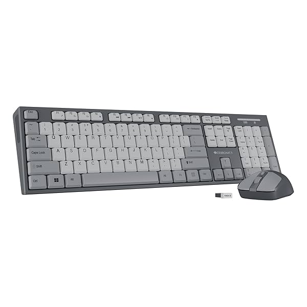 Zebronics Wireless Keyboard & Mouse Combo 104 UV-Printed Keys 4 Button Mouse