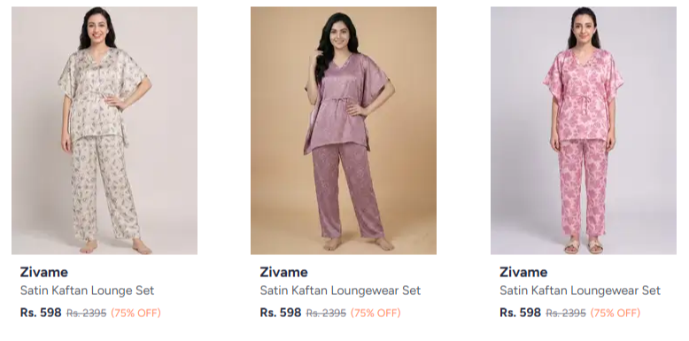 Zivame Night Suits at minimum 80% Discount