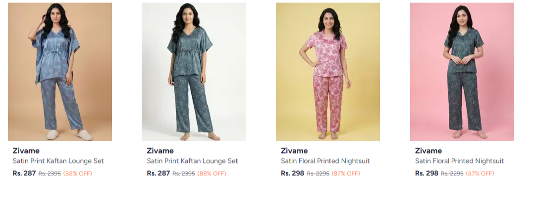 Zivame Night Suits at minimum 88% Discount