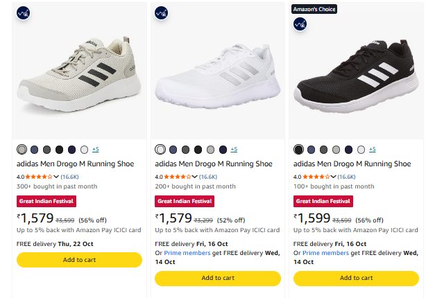 adidas Men Running Shoe at minimum 47% Discount