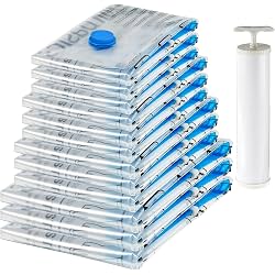 amazon basics Vacuum Compression Storage Bags with Hand Pump - 12-Pack
