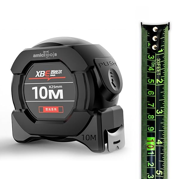 amiciTools 10m Dual-Unit Measuring Tape with Auto-Lock & Smooth Retraction
