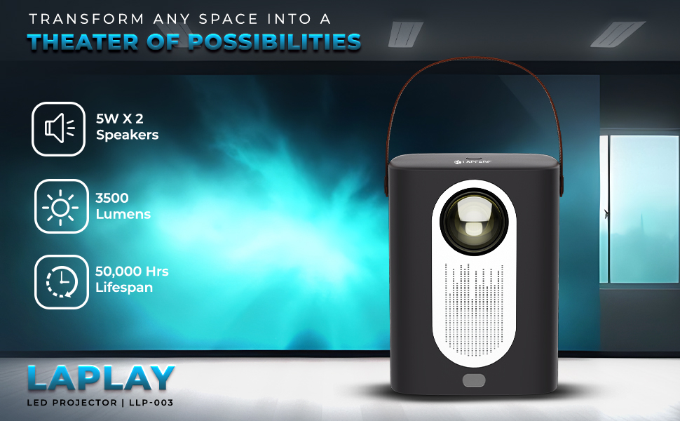 LAPLAY LLP-003 LED Projector, 4K , 3500 Lumens , 5WX2, 50000Hrs Lifespan