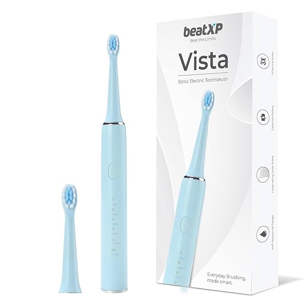 beatXP Vista Sonic Electric Toothbrush for Adults with 2 Brush Heads & 5 Cleaning Modes