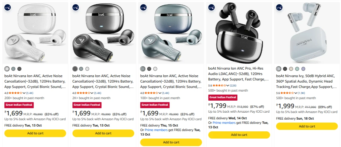 boAt Earbuds upto 89% Discount