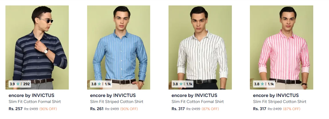 encore by INVICTUS Men's Shirts upto 90% Discount
