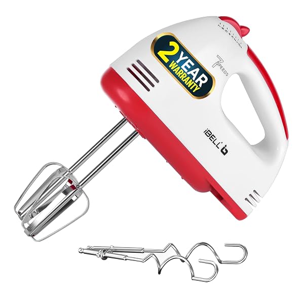 iBELL WHISK280 Hand Mixer 280W 7 Speed Control Plus Turb Dough Hooks (White)