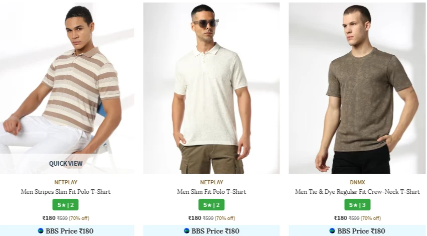 men's silmfit polo tshirt starting @ ₹ 180
