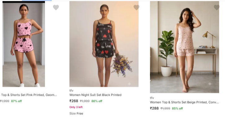 tfv Women's Night Suits at minimum 78% Discount