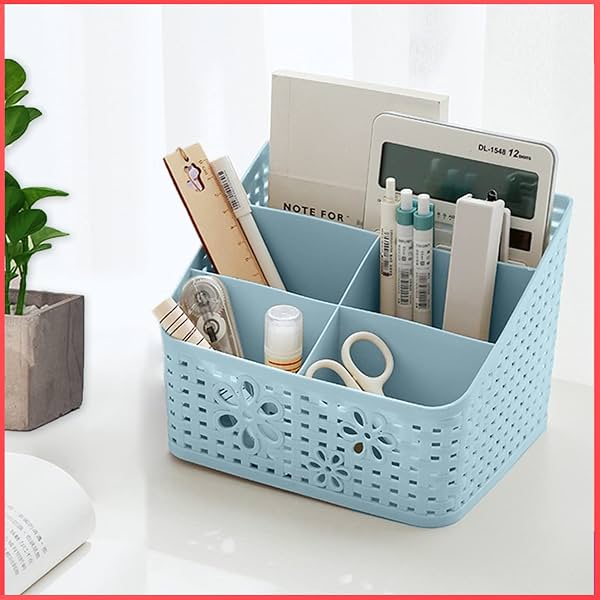 wolpin Desk Organizer 5 Compartment Mesh Pen & Pencil Stand Stationery Storage